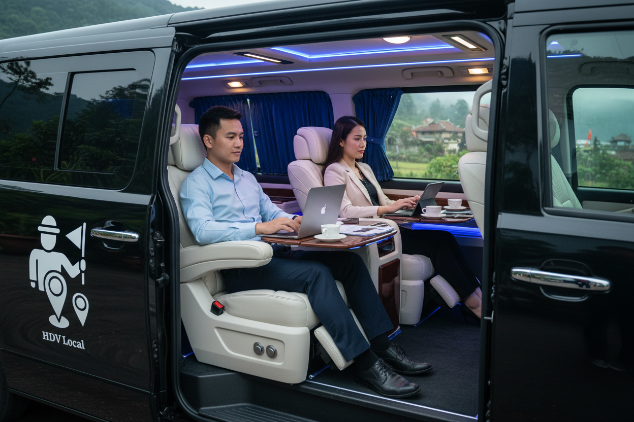 Business Executives Inside Limousine