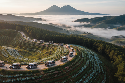HDV Local Convoy Aerial View Da Lat