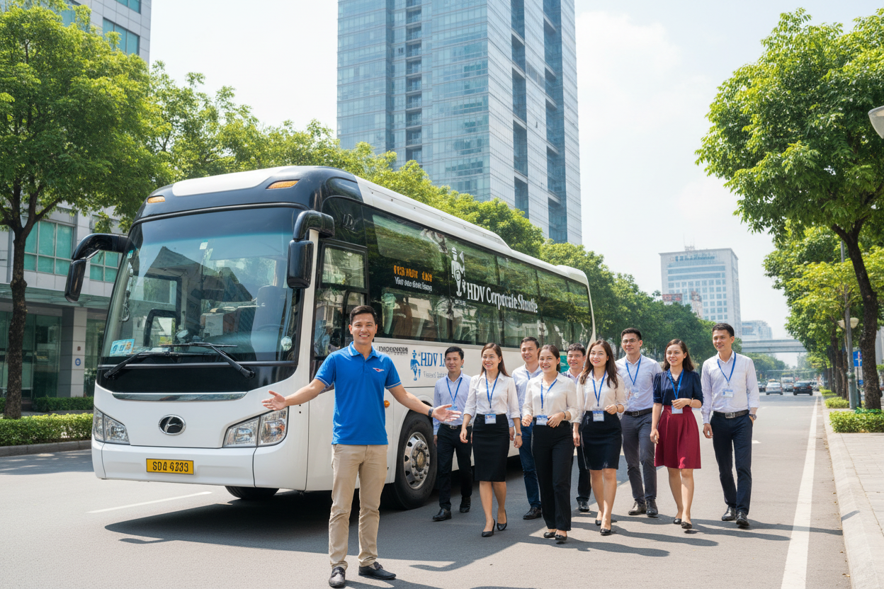 HDV Local - Đón đoàn công ty TPHCM Thuê Xe Du Lịch Cho Công Ty Tại TPHCM