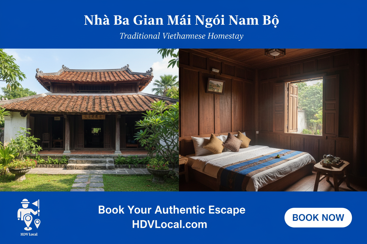 Booking Homestay Nhà Ba Gian Mái Ngói Nam Bộ Viêt Nam