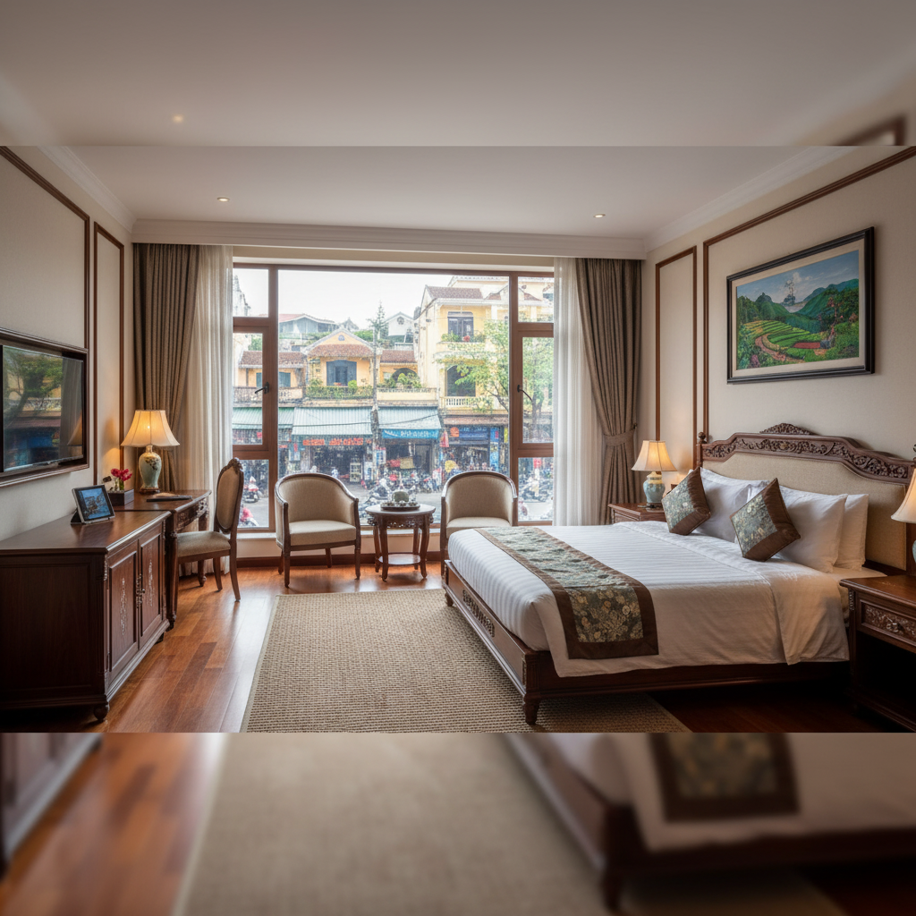 Phòng khách sạn phong cách Việt Nam