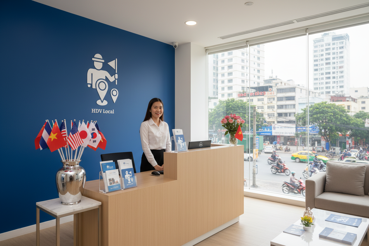 Quầy lễ tân dịch vụ phiên dịch HDV Local TP.HCM